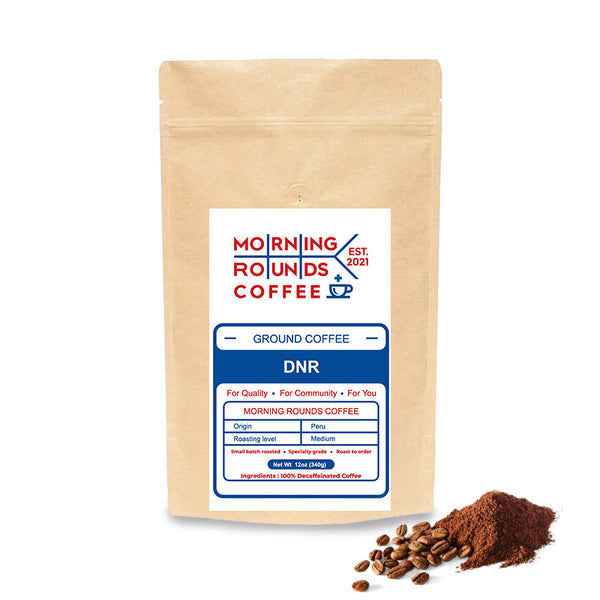 Coffee - DNR Coffee - Morning rounds coffee - Caffeine Free coffee - Decaffeinated Coffee - Peru Origin Coffee - Ground Coffee